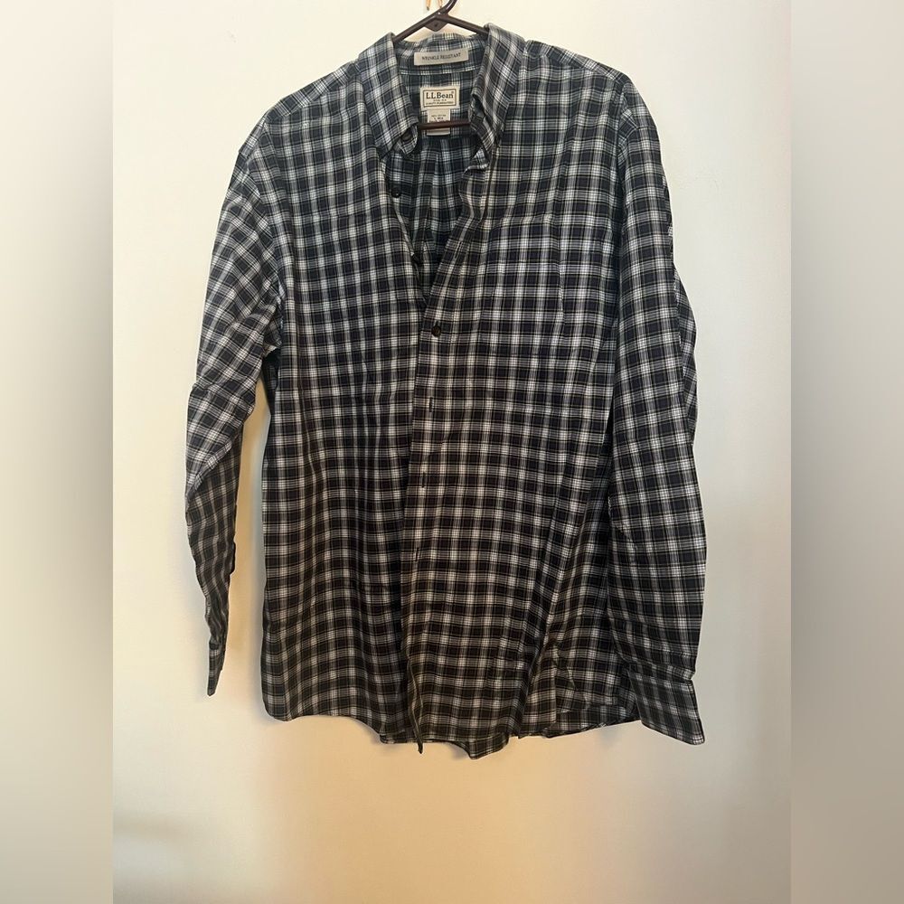 L.L. Bean Men's Plaid Shirt - Black and White